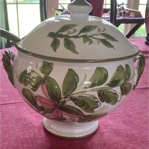 VINTAGE Italian Soup Tureen Ceramic with Ceramic Ladle